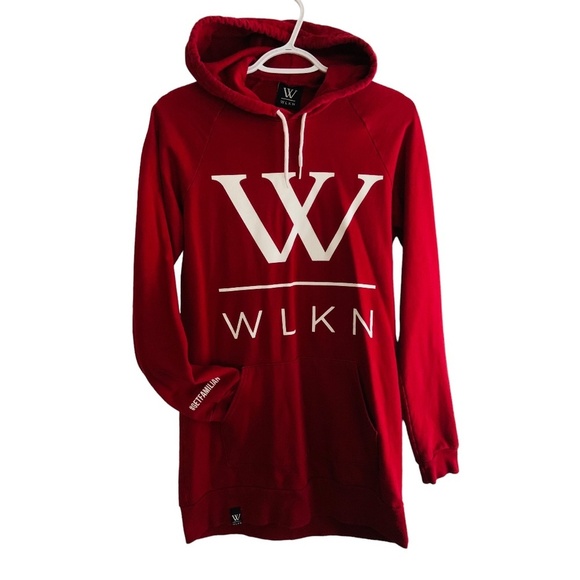 🐙 WLKN Red Burgundy White OS Hood Hoodie🐙 - Picture 1 of 7